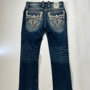 Rock Revival Men's Slim Straight Distressed Blue Jeans